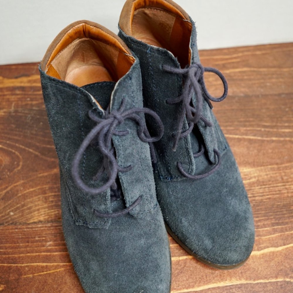Lucky Brand Suede Lace-Up Wedge Booties - Picture 6 of 10
